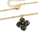 Camellia Flower Black Enamel Pendant Necklace