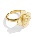 Camellia Flower White Enamel Ring