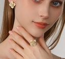 Camellia Flower White Enamel Ring