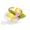 Lemon Flower Blossom Enamel Adjustable Ring