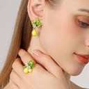 Lemon Flower Blossom Enamel Adjustable Ring