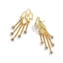 Leaf Shape Elegant Enamel Tassel Stud Earrings2