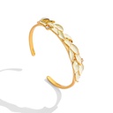 Leaf Shape Zircon Elegant Enamel Bangle Bracelet2