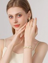 Leaf Shape Zircon Elegant Enamel Bangle Bracelet3