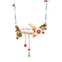 France Romantic Enamel Snowy Owl Baby Crystal Tassels Necklace