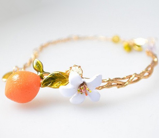 Orange Blossom Enamel Bangle Bracelet