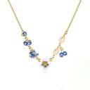 Blueberry Flower Pearl Enamel Chain Necklace