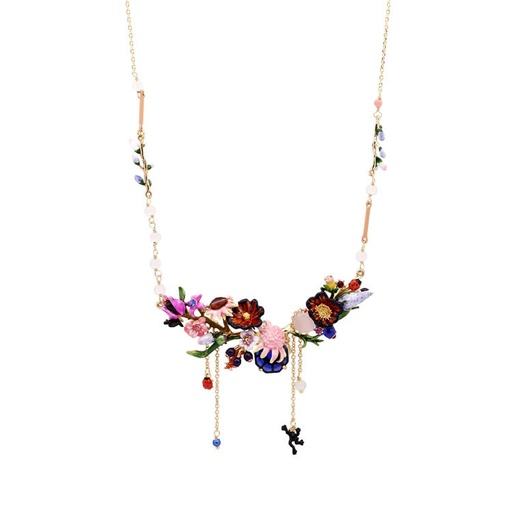 Lily Flower Ladybug Frog Pendant Enamel Necklace